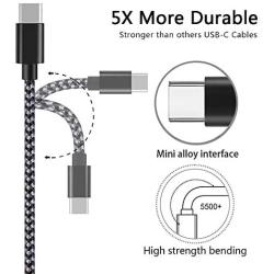 USB Type C Cable 5-Pack, USB C to USB A Nylon Braid Fast Charging Cord High Speed Data Sync Transfer Charger Cable Compatible with Galaxy S9, Note, LG, ONEPLUS and More (Black Gray)