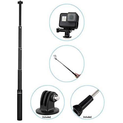 INSOMOV Aluminum Monopod Extension Rod Stick for Action Camera Gimbal and Smartphone Gimbal Stabilizer with Action Camera Adapter