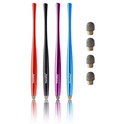 Honsky Cell Phone Stylus, Tablet Stylus for Touch Screens: Universal Long Metal Slim Waist Stylist Pens, Tablet Pen, Touchscreen Stylus Pen ¨CWith Replacement Tips, Black, Blue, Purple, Red, Pack of 4