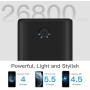 Portable Charger Power Bank 26800mAh, Phone Charger mosila Huge Capacity, Battery Pack with Flashlight, 2 USB Output Ports, Compatible Smart Phone Tablet Android Phone and Other Devices (Black)