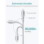 Lightning Cable 3ft Xcentz, Apple MFi Certified iPhone Charger, Braided Nylon Fast Charging iPhone Cable with Premium Metal Connector for iPhone 11/11 Pro/X/XS/XR/XS Max/8, iPad Mini/Air-Silver
