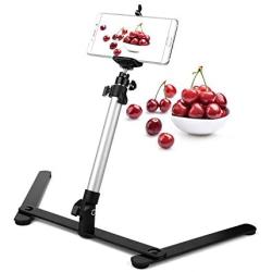 ChromLives Photo Copy Stand Pico Projector Stand with Phone Clamp Overhead Phone Mount Phone Stand Mini Tripod Adjustable Tabletop Monopod Stand Compatible with Smart-Phone