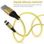 Melonboy Magnetic Charging Cable(2 Pack, 3.3ft/6.6ft), Soft & Tangle-Free Liquid Silicone Cable, 3 in 1 Magnetic Phone Charger Cable Compatible with Type-C, Micro USB and iProduct Devices - Yellow