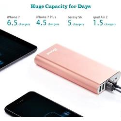 Portable Charger, BONAI 20000mAh Power Bank, Aluminum Polymer External Battery Pack, 4.0A Max Input 4-Port Output Compatible with iPhone X XS Max XR 8 7 6s Plus Galaxy S8 S7+ Note 8 -Rose Gold