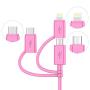 Apple MFI Certified 3-in-1 Cable, Lightning/Type C/Micro USB Cable for iPhone, iPad, Huawei, HTC, LG, Samsung Galaxy, Sony Xperia, Android Smartphones, iPad Pro 2018 and More 3 in 1 Pink(3FT)