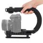 Walway C Shape Handle Grip Stabilizer Low Position Shooting System with Hot-Shoe Mount for GoPro DSLR Camera Camcorder