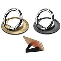 Phone Ring Holder,2PCS 360° Rotation Universal Cell Phone Finger Ring Stand Grip and one Black Kickstand(Round)