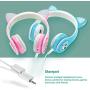 WOICE Bluetooth Headphones, Cat Ear LED Light Up Wireless Foldable Headphones Over Ear with Mic, Music Sharing Function and 85db Limited for iPhone/iPad/Smartphones/Laptop/PC(Sky Blue)