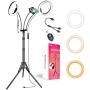 iMartine LED Ring Light 8" with Tripod Stand and Phone Holder, Professional 2 Makeup Selfie Light Rings for Photography YouTube Video Vlog, [6 Lighting Modes] [360° Flexible Goose Neck] [2700K-6000K]