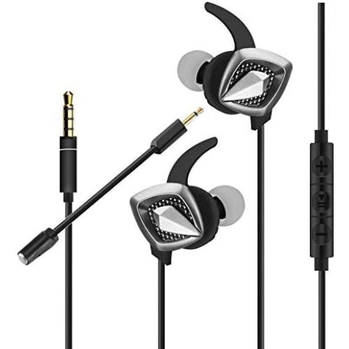 BlueFire Gaming Earphone Wired E-Sport Earphone Noise Cancelling Stereo Bass Gaming Earbuds with Mic & PC Adapter for PS4, Xbox one, Laptop, Nintendo Switch, Computer, PC, Smart Phone