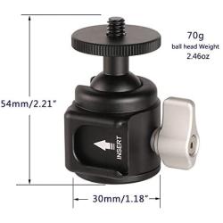 FAYEEGIN Tripod Mini Ball Head with Cold Shoe Mount, 360° Pan 90° Tilt Metal Ballhead Hot Shoe Adapter with 1/4" Screw for Digital Camera,Compact DSLR,Cell Phone,Monopod,Gopro,Light Stand Extension