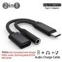 Nylon Braided 2 in 1 USB C Type C to 3.5mm Headphone Audio Aux Jack & Charge Adapter Cable Converter for Motorola Moto Z, Letv Le Pro 3 and Other Mobile Phone That Without 3.5mm Audio Jack