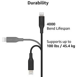 AmazonBasics USB-C to Lightning Cable, MFi Certified Apple Charger for iPhone 11 Pro/11 Pro Max - Black, 1-Foot