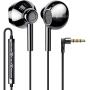 Wired Earbuds Headphones with Microphone, Extra Bass with 13.6mm PET+PU Drivers, Comfortable Lightweight Earphones with Volume Control, 3.5mm in Ear Headphones for Laptop/Smartphone/PC