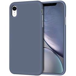 iPhone XR Case, Anuck Soft Silicone Gel Rubber Bumper Phone Case with Anti-Scratch Microfiber Lining Hard Shell Shockproof Full-Body Protective Case Cover for Apple iPhone XR 6.1" 2018 - Blue Gray