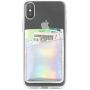 Oddss 2 Pack Cell Phone Card Holder Sticker on Back of Phone Holographic Iridescent Silver PU Leather Wallet Pocket Pouch Sleeves Cover Compatible for iPhone,Samsung Galaxy,Android Smartphones