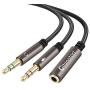 Headphone Splitter Adapter 3.5mm Aux Audio Splitter for Computer, Hinotori Headset Splitter Mic and Audio Y Splitter Cable for PC Gaming Headset, Nintendo Switch, PS4, Xbox One, Smartphones or Laptop