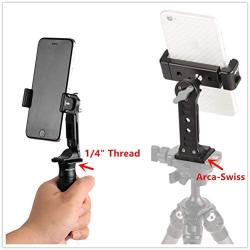 Metal Phone Tripod Mount with Cold Shoe,Woohoto 360 Rotation Phone Tripod Holder Adapter,Desktop Cell Phone Stand, Compatible with iPhone Sumsung Smartphone,Cell Phone Clamp,Video Rig Mount