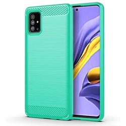 Galaxy A51 case,Samsung A51 case,MAIKEZI Soft TPU Slim Fashion Anti-Fingerprint Non-Slip Protective Phone Case Cover for Samsung Galaxy A51 (Mint Brushed TPU)