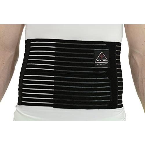 ITA-MED Men’s Breathable Abdominal/Back Support Binder AB-208: Black Large