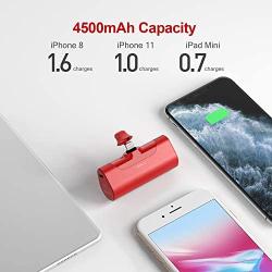 iWALK Small Portable Charger 4500mAh Ultra-Compact Power Bank Cute Battery Pack Compatible with iPhone 11 Pro/XS Max/XR/X/8/7/6/Plus Airpods and More,Red