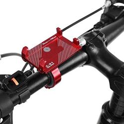 nologo Fashion Adjustable Bike Handlebar Phone Mount Holder,Aluminum Alloy Bicycle Cellphone Cradle Clip Smartphone Mount Stand for Cycling(red)