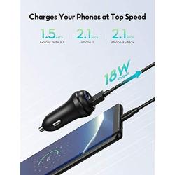 USB Car Charger RAVPower 36W Qc 3.0 Car Quick Charger Dual USB Ports Car Adapter for Galaxy S10+ S9+ S8+ Note 10+ Note 9+ Note 8, iPhone 11 Pro Max X XR XS Max and More