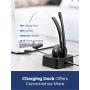 Mpow M5 Pro Bluetooth Headset with Microphone, Wireless Headphones for Cell Phone, Noise Canceling Headset with Charging Base for PC, Laptop, Truck Driver, Office, Call Center, Skype