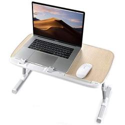 Laptop Desk for Bed, TaoTronics Lap Desks Bed Trays for Eating and Laptops Stand Lap Table, Adjustable Computer Tray for Bed, Foldable Bed Desk for Laptop and Writing in Sofa and Couch Wood