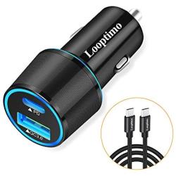 USB C Fast Car Charger Adapter,PD&QC3.0 36W Fast Charging,Compatible with Samsung Galaxy S20/S20 Plus/S20 Ultra/S10+/10e/S9,Note 10/10 Plus/9,Google Pixel 4xl/3a/3, with 3.3ft USB-C Cable