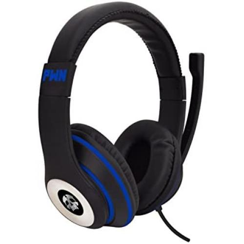 Audio Council PWN Gaming Headset with Stereo Over Ear Gamer Headphones, Adjustable Microphone, Inline Volume Control Mic PS4 PC WiiU Xbox Smartphones PC Tablets (Black/Blue)