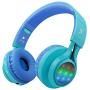 Riwbox WT-7S Bluetooth Headphones, LED Light Up Wireless Foldable Stereo Headset with Microphone and Volume Control for PC/iPhone/TV/iPad (Blue)