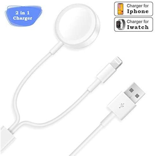 Update Version Smart iWatch Charger Wireless USB 5.0 ft/1.5 m Charging Cable for Apple Watch Series 5/4/3/2/1 iOS 6.0 & iPhone 11 Pro/XR/XS/XSMax/X/8 Plus/iPad4