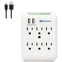Cable Matters 6 Outlet Wall Mount Surge Protector with USB Charging in White (Updated Version with Dimmed LED Light)