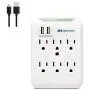 Cable Matters 6 Outlet Wall Mount Surge Protector with USB Charging in White (Updated Version with Dimmed LED Light)