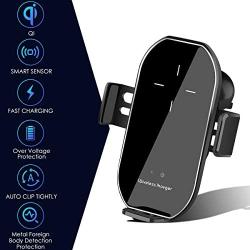 Wireless Car Charger Vent Mount, Automatic Clamping 10W/7.5W Fast Charging Air Vent Car Compatible for iPhone 11/11 Pro/11 Pro Max/Xs MAX/XS/XR/X/8/8+,Samsung S10/S10+/S9/S9+/S8/V30 (Black)