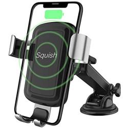 Squish Wireless Charger Car Phone Mount, Qi Wireless Car Charger, Wireless Charger Phone Holder Dashboard Windshield for iPhone, Samsung, Moto, Huawei, Nokia, LG, Smartphones