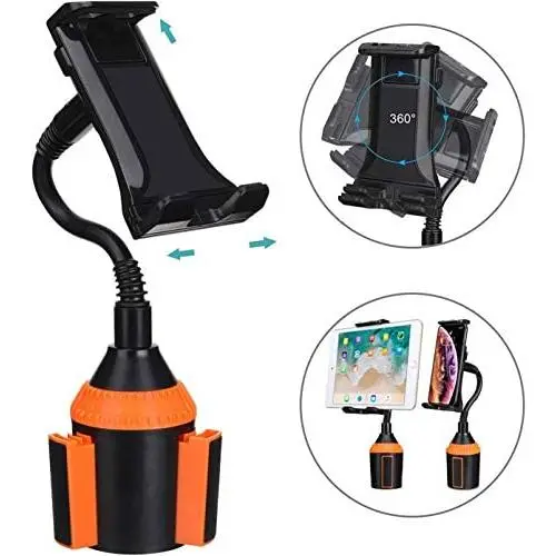 MIAODAM 360° Swivel Cup Holder Phone Mount Universal Adjustable Gooseneck Cup Holder Cradle Car Mount for Cell Phone iPhone 11//XR/XS/iPad/iPod Electronics Devices from 4.7 to 10.5 MIAODAM 360° Swivel Cup Holder Phone Mount Universal Adjustable Gooseneck Cup Holder Cradle Car Mount for Cell Phone iPhone 11//XR/XS/iPad/iPod Electronics Devices from 4.7 to 10.5