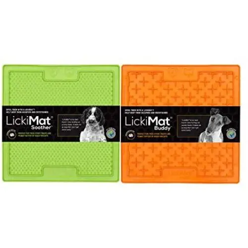 Lickimat Classic Dog Slow Feeders for Boredom & Anxiety Reduction; Perfect for Food, Treats, Yogurt, Peanut Butter. Fun Alternative to a Slow Feed Dog Bowl! Lickimat Classic Dog Slow Feeders for Boredom & Anxiety Reduction; Perfect for Food, Treats, Yogurt, Peanut Butter. Fun Alternative to a Slow Feed Dog Bowl!
