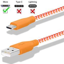 Fasgear Micro USB Cables, 3 Pack-3ft,6ft,10ft Quick Charge USB 2.0 to Micro USB Charger Braided Compatible for Galaxy S7 Edge S6 S5, HTC, LG, Android Smartphone, Xbox, Fire Kindle and More (Orange)