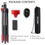 ZOMEI Phone Tripod, Tripod for iPhone Camera Portable Lightweight Aluminum Tripod Stand with Universal Cell Phone Holder Carry Bag Remote Shutter for Phone, Camera, Laser Measure, Laser Level