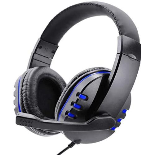 Poulep Gaming Headset Headphone for PS4, Playstation 4, NS Switch, Playstation Vita, Mac, Laptop, Tablet, Computer, Mobile Phones with Microphone (3.5mm Plug，Blue)