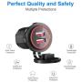Quick Charge 3.0 Dual USB Charger Socket, Waterproof 12V/24V QC3.0 Dual USB Fast Charger Socket Power Outlet with Touch Switch for Car Marine, Boat, Motorcycle, Truck and More(QC3.0-Red)