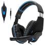 Gaming Headset for PC PS4 Xbox One Tablet Mac Smart Phone Gaming Headphone with Noise Canceling Mic,Bass Surround,Soft Memory Earmuffs （Black/Blue）