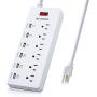 Surge Protector Power Strip,6 Outlets&6 USB Charging Ports, USB Extension Cord,6ft UL Cord, 1625W/13A 125V for Home & Office Appliances, Smartphones, Tablets,Laptop…