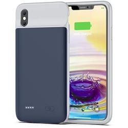 OMEETIE Battery Case for iPhone Xs Max, 5000mAh Slim Portable Rechargeable Charging Case Compatible with iPhone Xs Max(6.5 inch) Protective Charger Case (Blue)