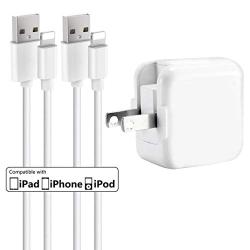 iPhone Charger iPad Charger,Baoota 2.4A 12W USB Wall Charger Foldable Portable Travel Plug and 2 Pack 8 Pin Charging Cable Compatible with iPhone,iPad