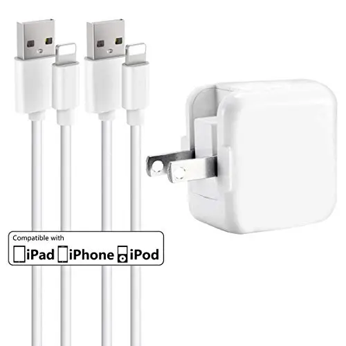 iPhone Charger iPad Charger,Baoota 2.4A 12W USB Wall Charger Foldable Portable Travel Plug and 2 Pack 8 Pin Charging Cable Compatible with iPhone,iPad