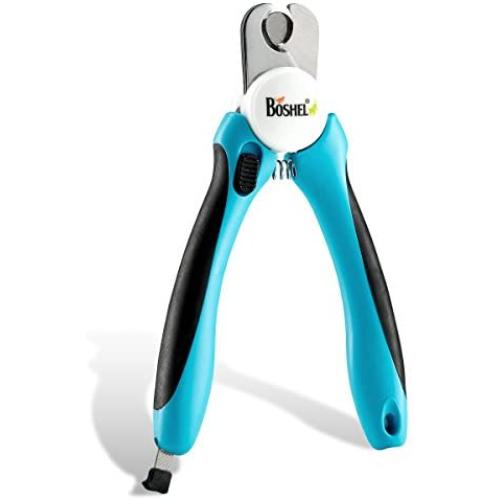 BOSHEL Dog Nail Clippers and Trimmer with Safety Guard to Avoid Over-Cutting Nails & Free Nail File - Razor Sharp Blades - Sturdy Non Slip Handles - for Safe, Professional at Home Grooming