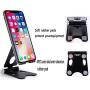 Adjustable Tablet Stand, Foldable Cell Phone Stand Holder Dock, Aluminum Universal Desk Stand Fit for iPhone,iPad,Tablet Display, Desktop Holder for Kindle Fire,Nitendo Switch,All Mobile Phone, Black